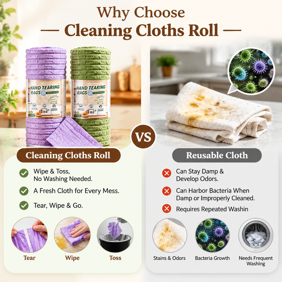 Lazy Disposable Cleaning Cloths Roll👋Use Once, Toss Away