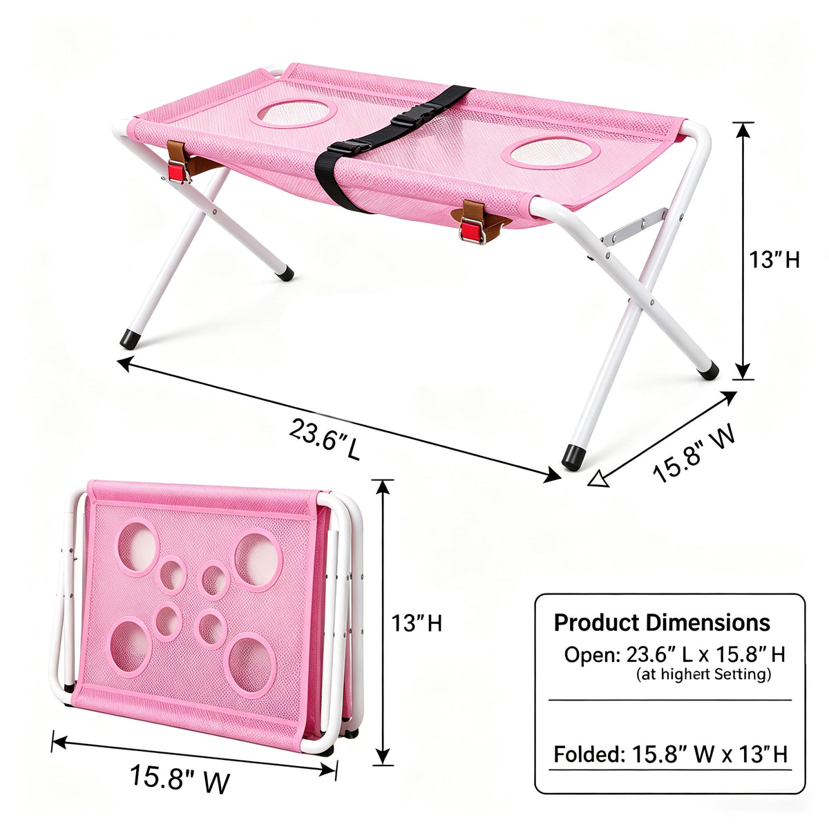 Foldable Pet Bathing Stand with Hammock and Restraint Straps - Stainless Steel Dog Wash Station for Small and Medium Pets