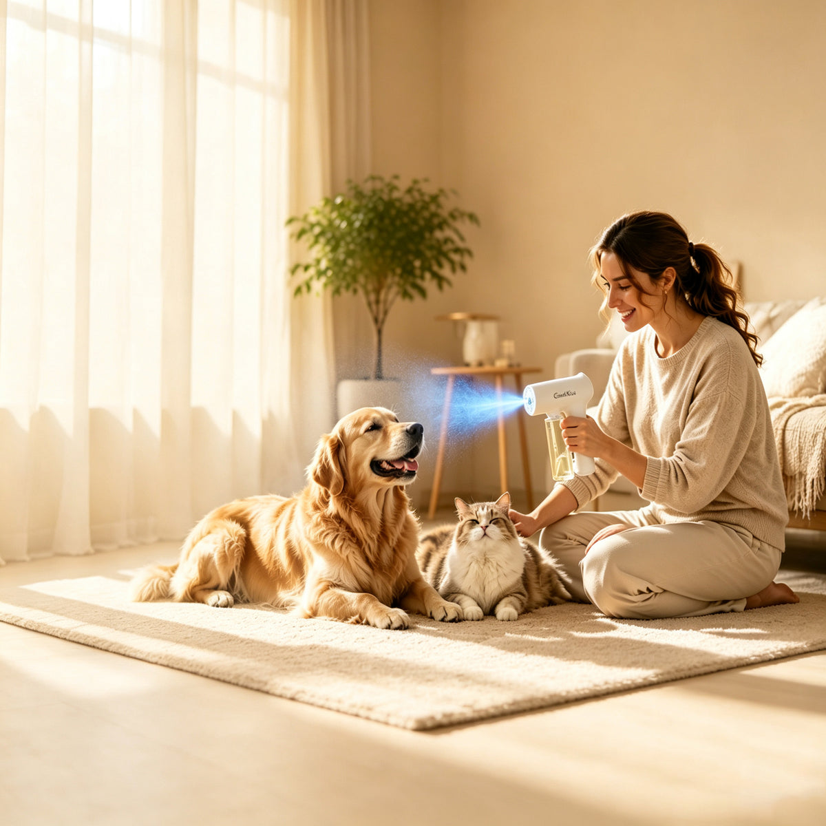 Nano Blue Light Deodorizer Spray Gun with Bio-Enzyme Refills for Pet and Home Odor Elimination