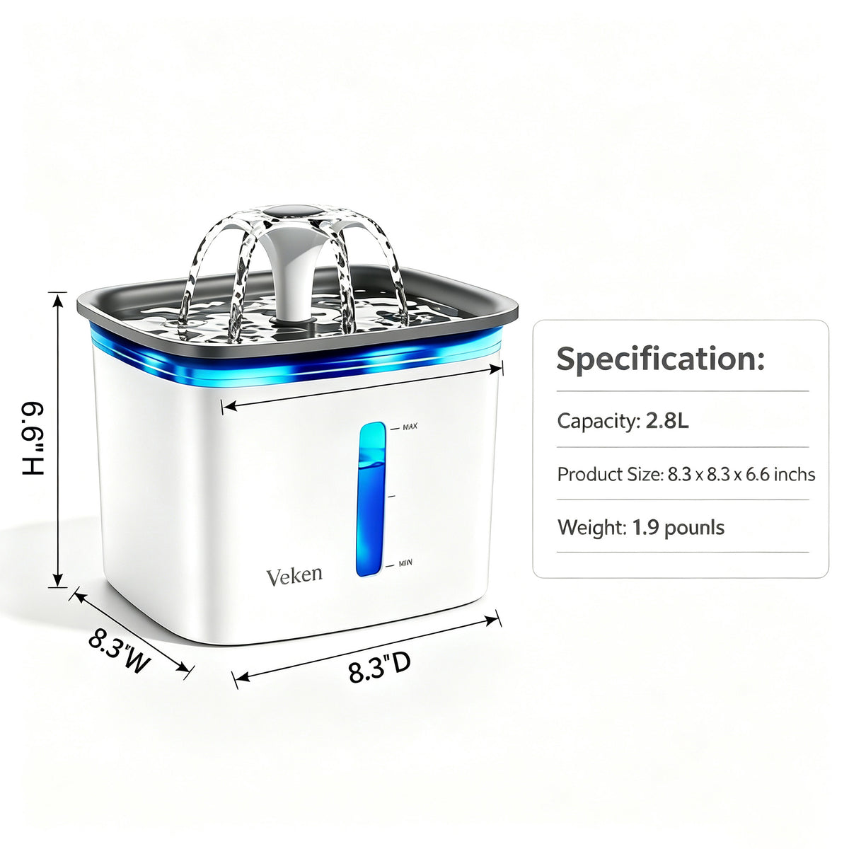 Automatic Pet Water Fountain with Filter Set and Silicone Mat
