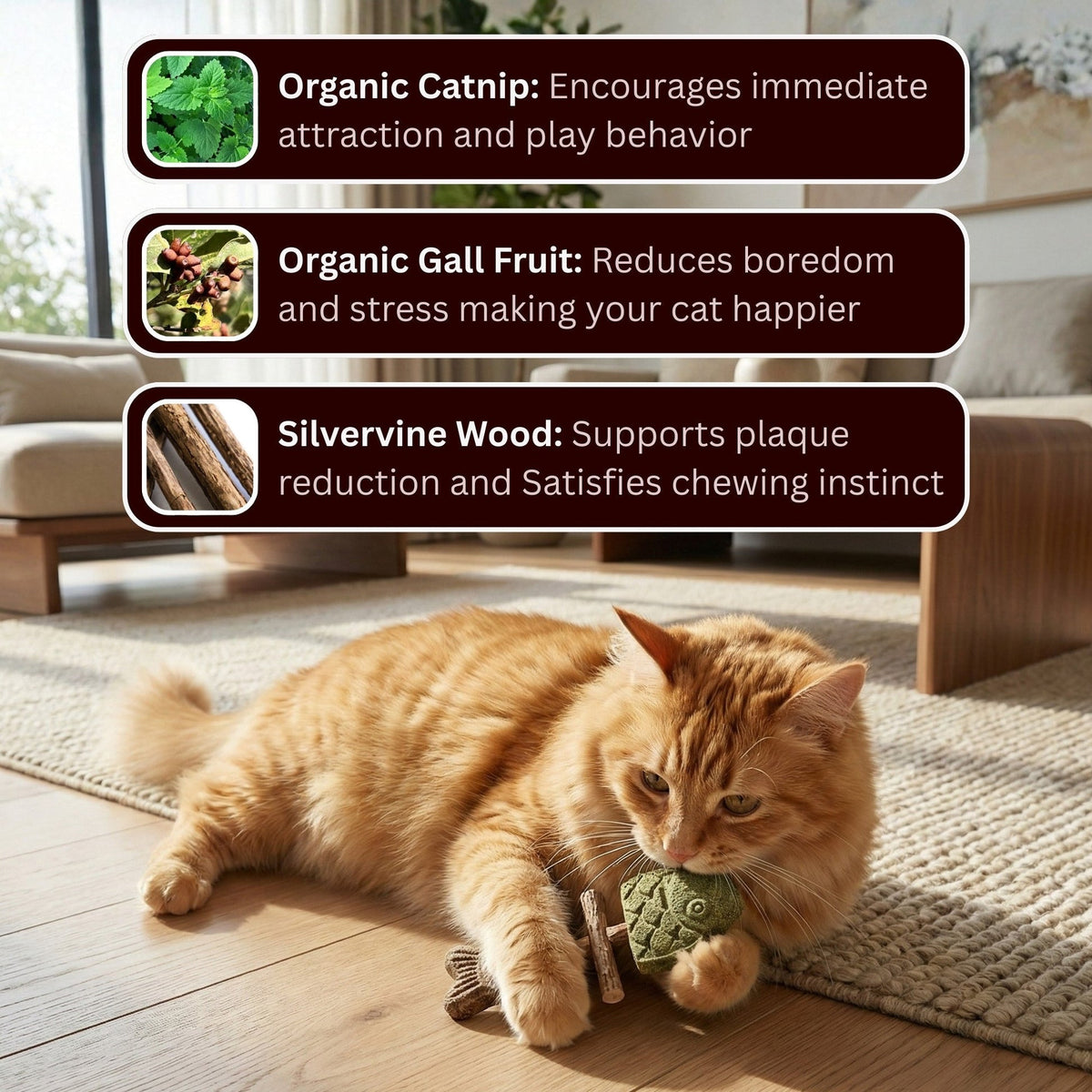 100% Natural Catnip & Silvervine Chew